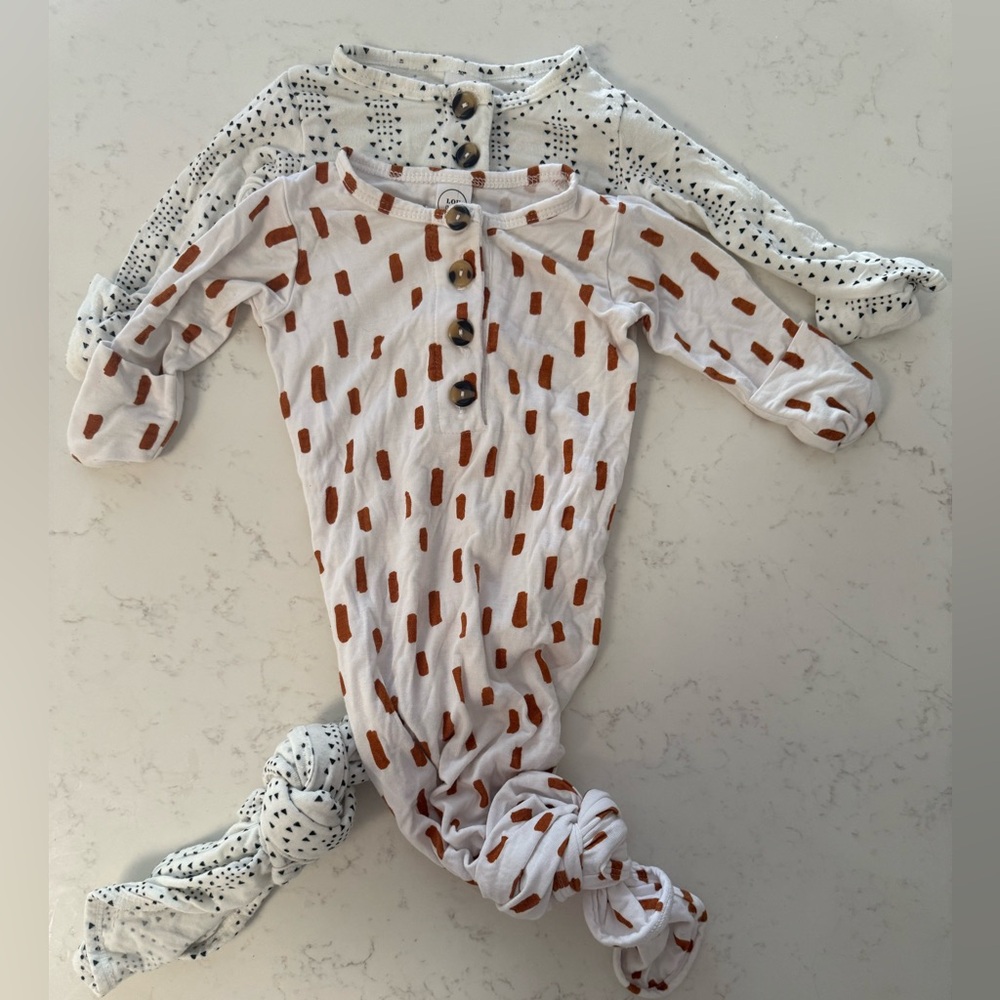 Lou Lou & Company White Knotted Footie with Rust Dot Print